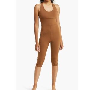 ALO Yoga Airbrush Physique Cropped Jumpsuit in Cinnamon Brown, Size LARGE 0958